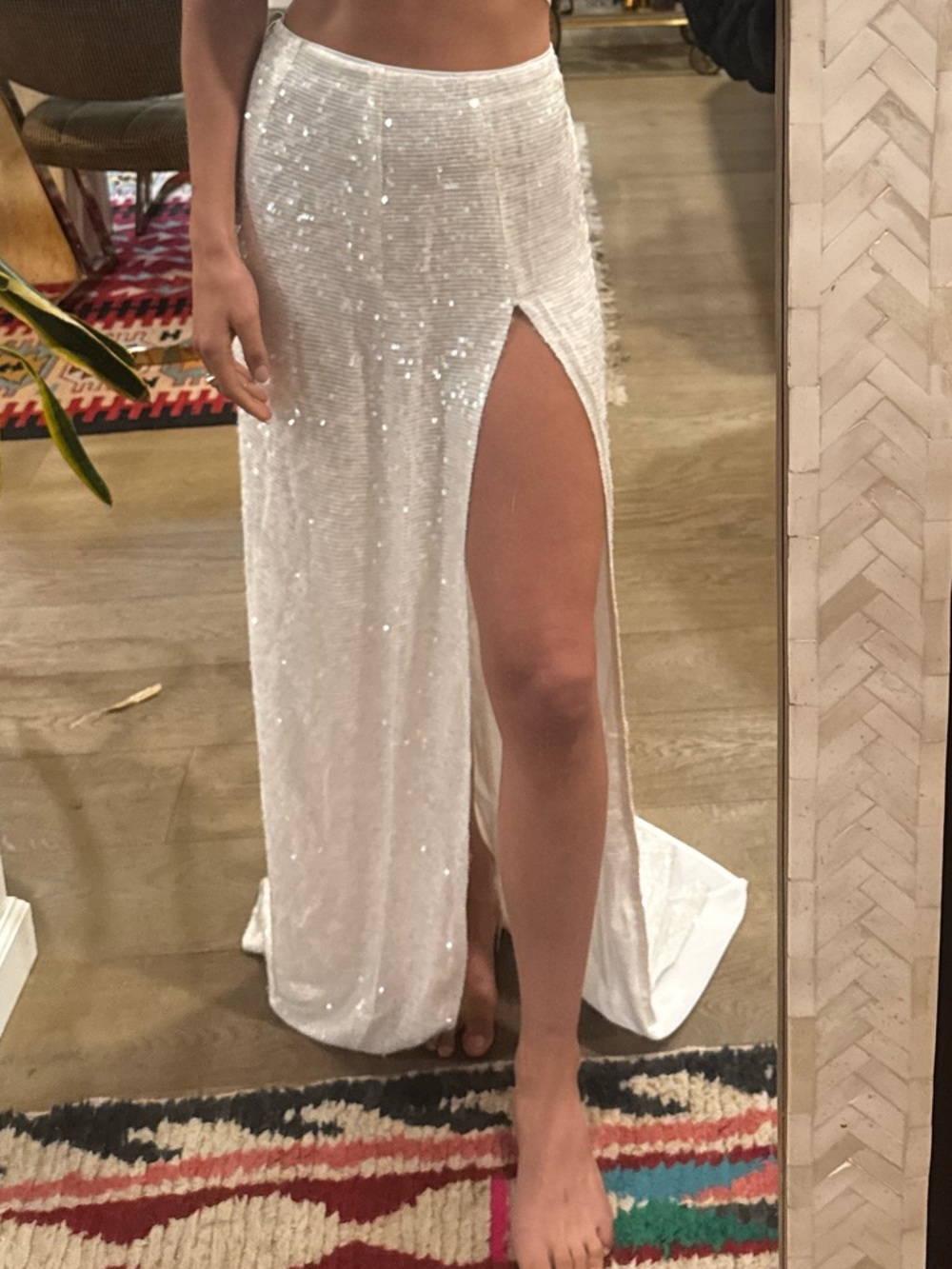 Sally Lapointe White Sequin Maxi Skirt (originally $1400)